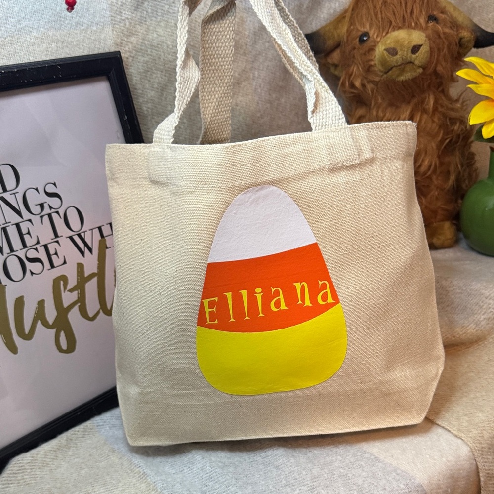 Hand Crafted Candy Corn Cutie Kids Bag - Orange, Yellow, White - Picture 2 of 3